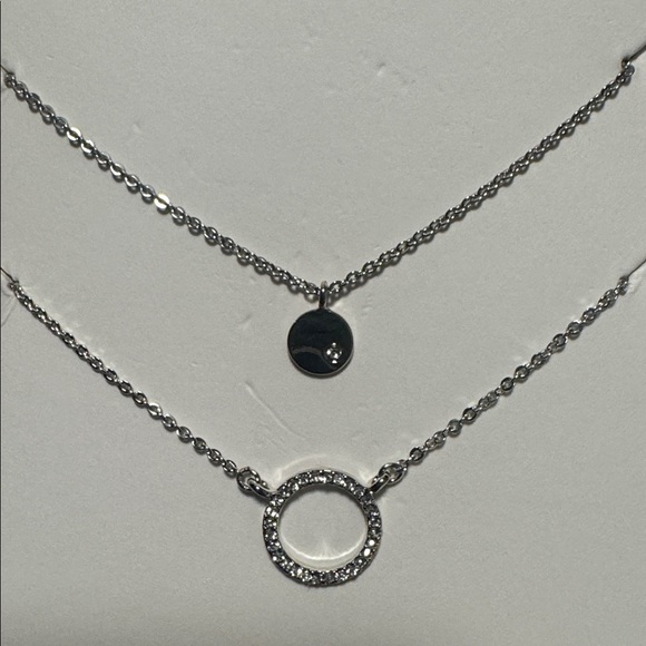 Silver Layered Circle and Disc Necklace (BR1313/2) - Picture 3 of 4